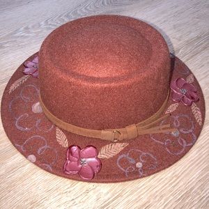 Custom painted floral boater hat